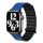 Curea de schimb (dimensiune personalizată, mică, silicon, efect piele, 3D, magnetică) NEGRU/ALBASTRU ÎNCHIS Apple Watch Series 9 41mm, Watch Series 8 41mm, Watch Series 7 41mm