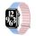 Curea de schimb (dimensiune personalizată, mare, silicon, efect piele, 3D, magnetică) ALBASTRU DESCHIS/ROZ Apple Watch Ultra 49 mm, Watch Series 7 45 mm, Watch Series 8 45 mm