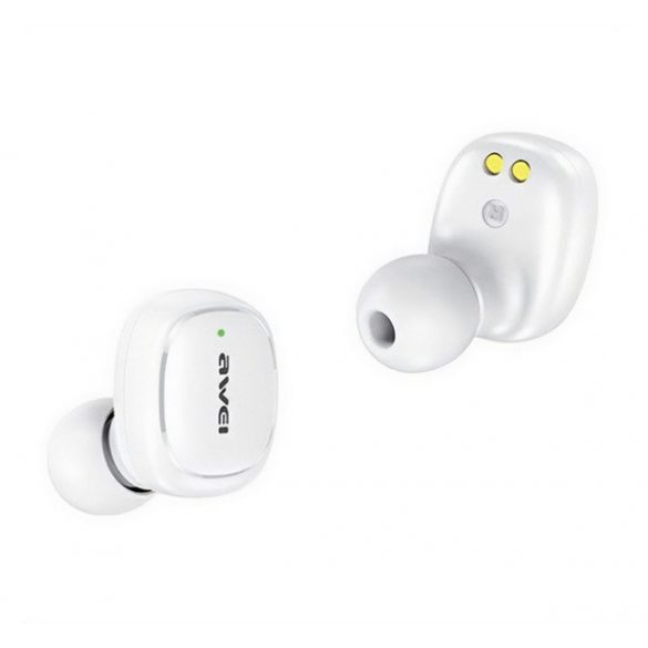 Căști bluetooth AWEI T13 PRO STEREO (v5.1, TWS, rezistente la apă, extra mini + carcasă de încărcare) ALBE