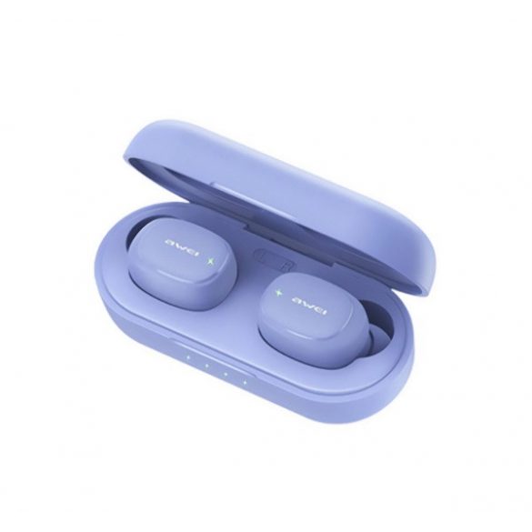 Căști bluetooth AWEI T13 PRO STEREO (v5.1, TWS, rezistente la apă, extra mini + carcasă de încărcare) PURPLE