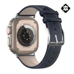 Curea de schimb DUX DUCIS YS (dimensiune personalizată, mare, piele naturală, reglabilă) ALBASTRU ÎNCHIS Apple Watch Ultra 49 mm, Watch Series 9 45 mm, Watch Series 8 45 mm