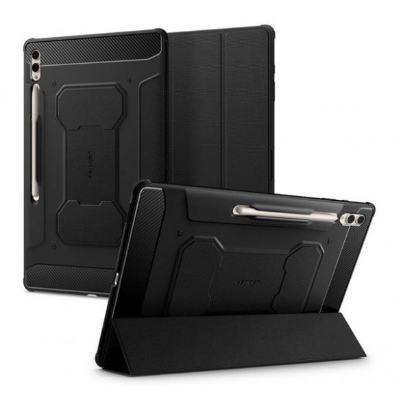 Husă SPIGEN RUGGED ARMOR PRO în picioare (FLIP activ, rezistență la șoc, TRIFOLD, suport desktop, suport creion) NEGRU Samsung Galaxy Tab S9 Ultra LTE (SM-X916), Galaxy Tab S9 Ultra WIFI (SM-X910), Galaxy Tab S8 Ultra LTE ( SM-X906)