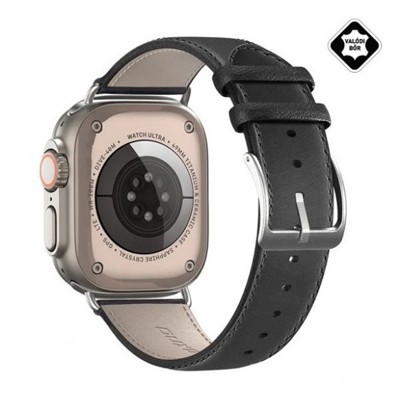 Curea de schimb DUX DUCIS YS (dimensiune personalizată, mică, piele naturală, reglabilă) NEGRU Apple Watch Series 9 41mm, Watch Series 8 41mm, Watch Series 7 41mm