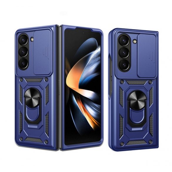 Protector de telefon din plastic Defender (rezistență medie la impact, interior din silicon, inel de suport pentru telefon, protecție pentru cameră) ALBASTRU ÎNCHIS Samsung Galaxy Z Fold5 5G (SM-F946)