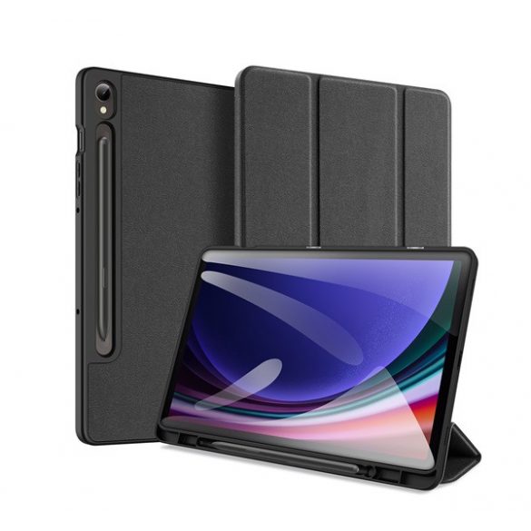 Husa DUX DUCIS DOMO in picioare, efect piele (activ, cu deschidere laterala, TRIFOLD, suport desktop, suport creion, model textil) NEGRU Samsung Galaxy Tab S9 FE LTE (SM-X516), Samsung Galaxy Tab S9 FE WIFI (SM-X510)