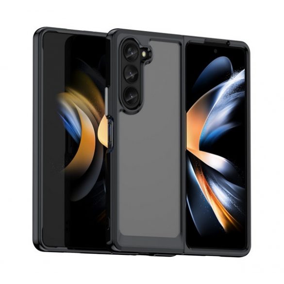 Protectie din silicon pentru telefon (rezistenta la impact mediu, cadru din plastic, spate acrilic, protectie pentru camera) NEGRU Samsung Galaxy Z Fold5 5G (SM-F946)