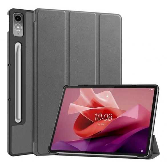 Carcasă în picioare, efect piele (FLIP activ, deschidere laterală, TRIFOLD, suport pentru birou, suport pentru creion) GR ÎNCHIS Lenovo Tab P12 (TB370)