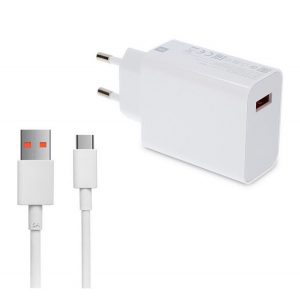 Încărcător XIAOMI priză USB (33W, încărcător rapid PD + cablu tip C) ALB