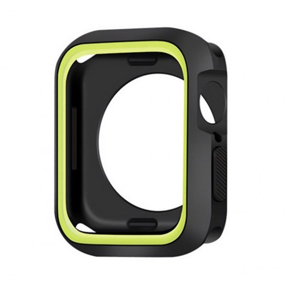 Cadru din silicon (BUMPER, rezistență la impact) NEGRU/VERDE DESCHIS Apple Watch Series 9 45mm, Watch Series 8 45mm, Watch Series 7 45mm