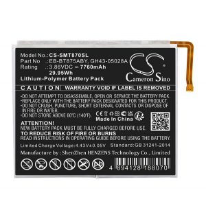 Baterie CAMERON SINO Li-Polymer (3,86V/7760mAh, compatibil cu Samsung EB-BT875ABY) NEGRU Samsung Galaxy Tab S7 WIFI (SM-T870), Samsung Galaxy Tab S7 LTE (SM-T875), Samsung Galaxy Tab S7 LTE 5G (SM) - T876)