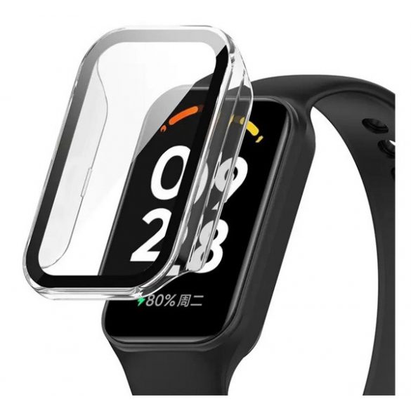 Rama din plastic (rezistenta la impact + sticla protectoare ecran) TRANSPARENT Xiaomi Redmi Smart Band 2, Smart Band 8 Active