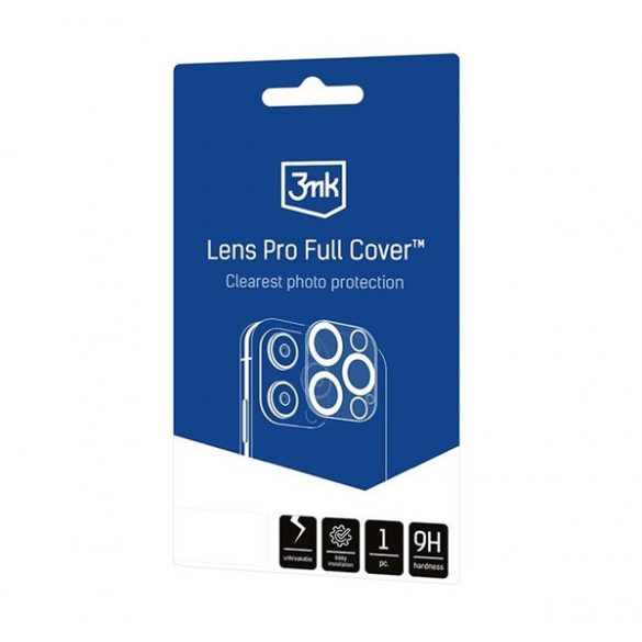 3MK LENS PRO FULL COVER sticlă de protecție pentru cameră (margine rotunjită 2.5D, rezistentă la zgârieturi, 9H, cadru de montare) TRANSPARENT Apple iPhone 11 Pro Max, iPhone 11 Pro