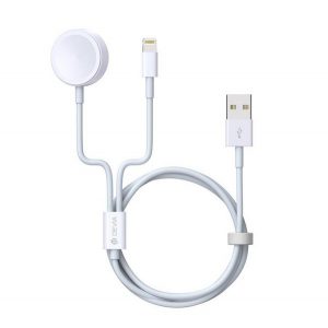 Cablu de încărcare DEVIA SMART 2 în 1 (USB - fulger, încărcător Apple Watch, wireless, încărcător rapid PD, 120 cm) ALB Apple IPAD, IPAD 2, IPAD (a treia generație)