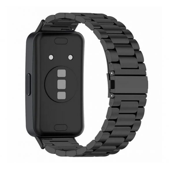 Curea de rezervă (dimensiune personalizată, 20 mm, oțel inoxidabil, cataramă fluture) NEGRĂ Huawei Band 8