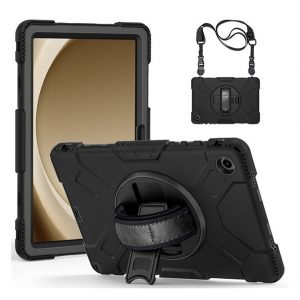 Protecție din plastic pentru telefon Defender (antișoc, 360° + curea de mână, curea de umăr) negru Samsung Galaxy Tab A9 Plus 5G (SM-X216), Galaxy Tab A9 Plus WIFI (SM-X210)