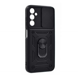 Protecție din plastic pentru telefon Defender (rezistență medie la impact, interior din silicon, inel suport pentru telefon, protecție cameră foto) negru Samsung Galaxy A25 5G (SM-A256)