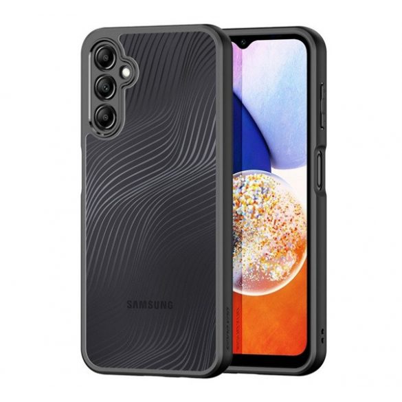 DUX DUCIS AIMO protecție din plastic pentru telefon (rezistență medie la impact, ramă din silicon, protecție cameră, mată, model ondulat) NEGRU Samsung Galaxy A15 5G (SM-A156)