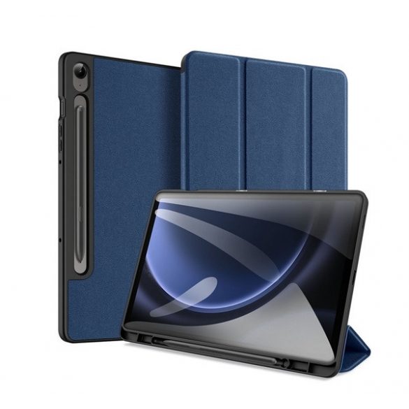 Husa DUX DUCIS DOMO in picioare, efect piele (activ, cu deschidere laterala, TRIFOLD, suport desktop, suport creion, model textil) ALBASTRU INCHIS Samsung Galaxy Tab S9 FE Plus WIFI (SM-X610), Galaxy Tab S9 FE Plus LTE (SM- X616)