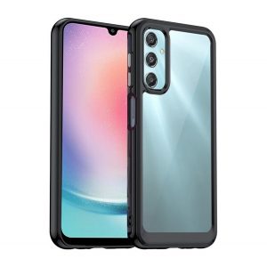 Protecție din plastic pentru telefon (cadru din silicon, rezistent la șocuri, spate transparent) negru Samsung Galaxy A25 5G (SM-A256)