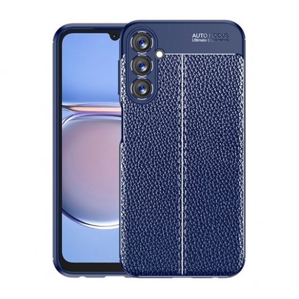 Protectie din silicon pentru telefon (rezistenta la impact mediu, efect piele, model de cusaturi) ALBASTRU INCHIS Samsung Galaxy A05s (SM-A057F)