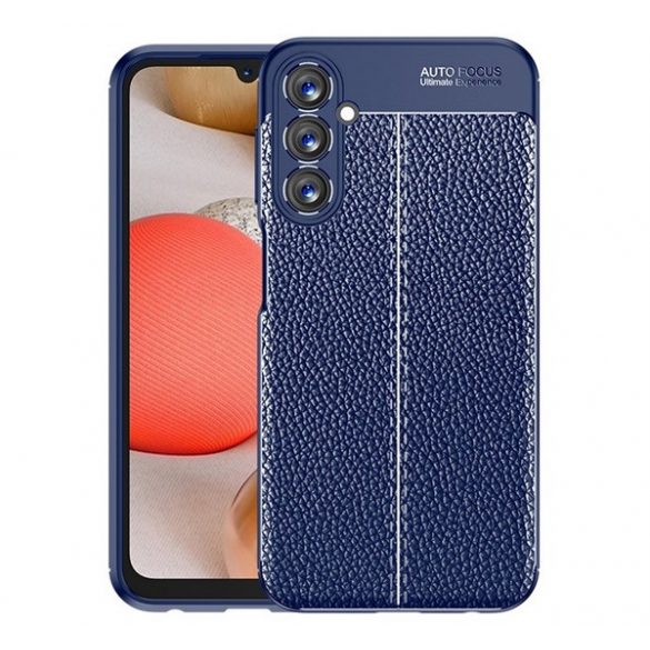 Protectie din silicon pentru telefon (rezistenta la impact mediu, efect piele, model de cusaturi) ALBASTRU INCHIS Samsung Galaxy A25 5G (SM-A256)