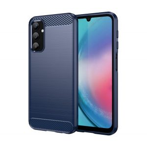 protecțiede telefon din silicon (rezistent la impact mediu, călcâi cu pernă de aer, periat, model de carbon) CUSHION CUSHION Samsung Galaxy A25 5G (SM-A256)