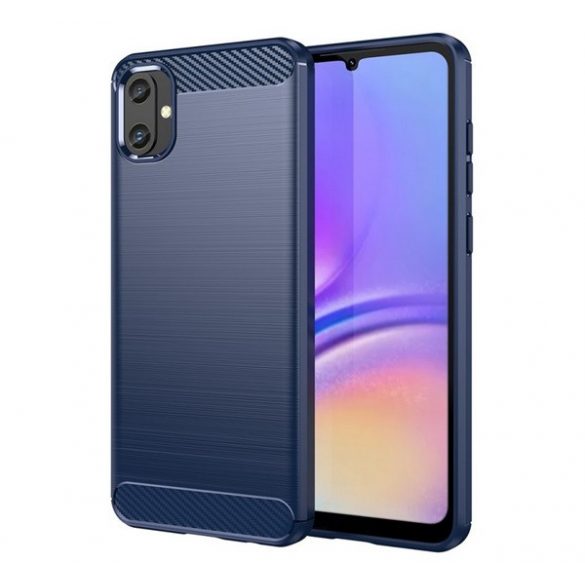 Protector de telefon din silicon (rezistență medie la impact, colț cu perne de aer, periat, model carbon) ALBASTRU ÎNCHIS Samsung Galaxy A05 (SM-A055F)