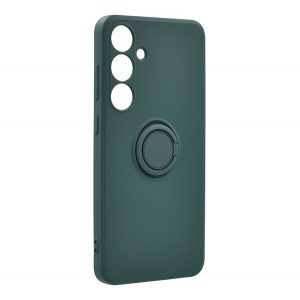 Protector de telefon din silicon (inel de suport pentru telefon, interior din microfibră de pluș, placă metalică încorporată, protecție pentru cameră) VERDE ÎNCHIS Samsung Galaxy A15 (SM-A155), Galaxy A15 5G (SM-A156)