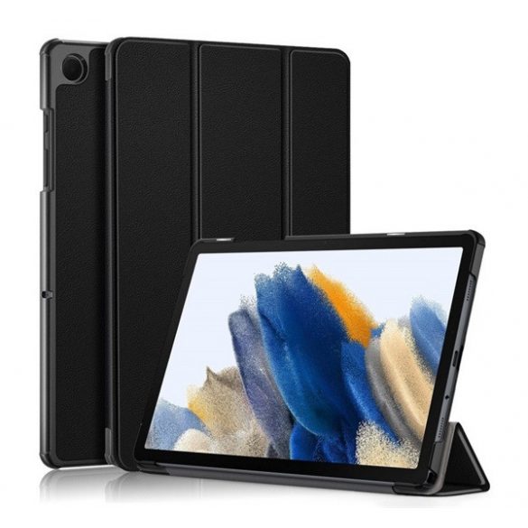 Husă în picioare, efect piele (FLIP activ, deschidere laterală, TRIFOLD, suport desktop) NEGRU Samsung Galaxy Tab A9 Plus 5G (SM-X216), Galaxy Tab A9 Plus WIFI (SM-X210)