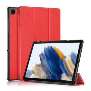 Husă în picioare, efect piele (FLIP activ, deschidere laterală, TRIFOLD, suport desktop) ROȘU Samsung Galaxy Tab A9 Plus 5G (SM-X216), Galaxy Tab A9 Plus WIFI (SM-X210)