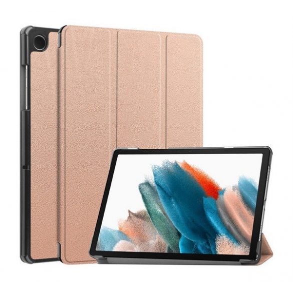 Husă în picioare, efect piele (FLIP activ, deschidere laterală, TRIFOLD, suport desktop) ROSE GOLD Samsung Galaxy Tab A9 LTE ​​​​(SM-X115), Galaxy Tab A9 WIFI (SM-X110)