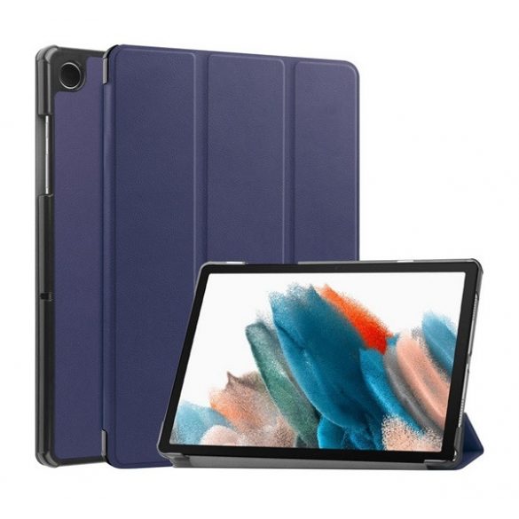 Husă în picioare, efect piele (FLIP activ, deschidere laterală, TRIFOLD, suport desktop) ALBASTRU ÎNCHIS Samsung Galaxy Tab A9 LTE ​​​​(SM-X115), Galaxy Tab A9 WIFI (SM-X110)