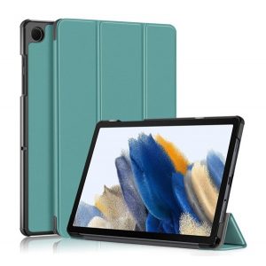 Husă în picioare, efect piele (FLIP activ, deschidere laterală, TRIFOLD, suport de birou) VERDE ÎNCHIS Samsung Galaxy Tab A9 Plus 5G (SM-X216), Galaxy Tab A9 Plus WIFI (SM-X210)