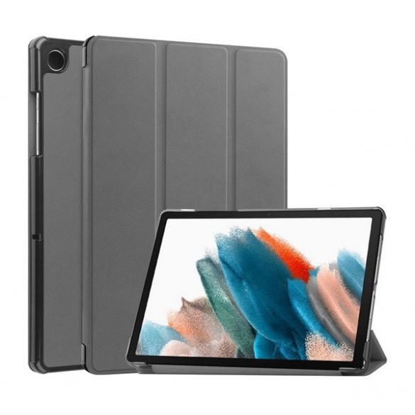 Husă în picioare, efect piele (FLIP activ, deschidere laterală, TRIFOLD, suport desktop) GR ÎNCHIS Samsung Galaxy Tab A9 LTE ​​​​(SM-X115), Galaxy Tab A9 WIFI (SM-X110)