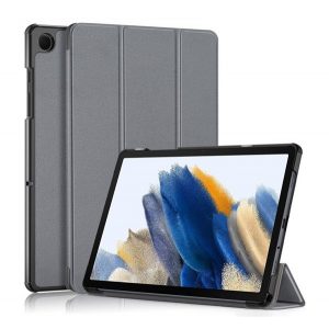 Husă în picioare, efect piele (FLIP activ, deschidere laterală, TRIFOLD, suport desktop) GR ÎNCHIS Samsung Galaxy Tab A9 Plus 5G (SM-X216), Galaxy Tab A9 Plus WIFI (SM-X210)