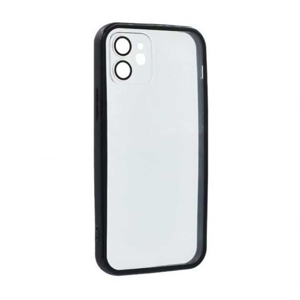 Protector din silicon (rezistenta la impact, spate transparent, protectie camera) NEGRU Apple iPhone 12