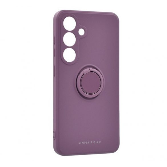 Protectie de telefon din silicon ROAR AMBER (inel suport telefon, placă metalică încorporată, protecție pentru cameră) PURPLE Samsung Galaxy S24 (SM-S921)