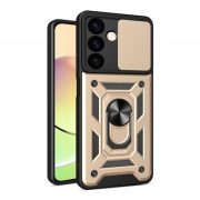   Protector de telefon din plastic Defender (rezistență la impact, interior din silicon, inel de reținere, protecție pentru cameră) GOLD Samsung Galaxy S24 (SM-S921)