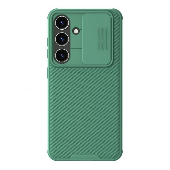 Protector de telefon din plastic NILLKIN CAMSHIELD PRO (cadru din silicon, rezistenta la impact, protectie camera, dungi) VERDE ÎNCHIS Samsung Galaxy S24 (SM-S921)