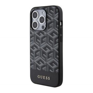 Protector de telefon din silicon GUESS 4G G CUBE (spate din plastic, MagSafe) NEGRU Apple iPhone 15 Pro