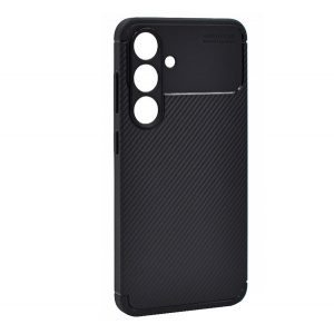 Protectie din silicon pentru telefon (rezistenta la impact, colt cu perna de aer, model carbon) NEGRU Samsung Galaxy S24 (SM-S921)