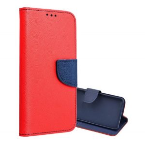 Husă în picioare, efect piele (FLIP, deschidere laterală, suport de masă, buzunar pentru card, efect textil) ROȘU/ALBASTRU Xiaomi Redmi Note 12 Pro Plus