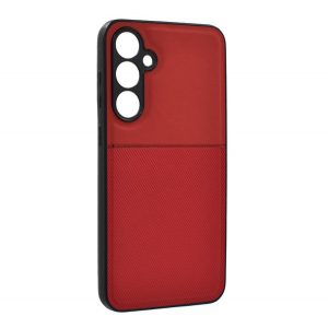 Protectie din plastic pentru telefon (cadru din silicon, rezistenta la impact, magnetic, spate cu efect piele, dungi) RED Samsung Galaxy S24 Plus (SM-S926)