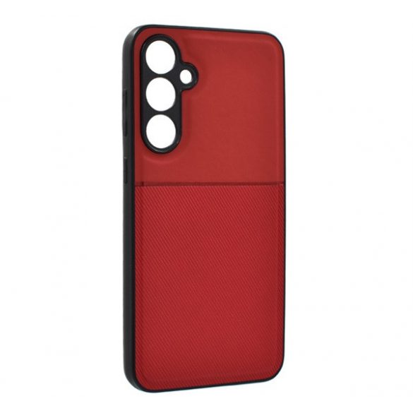 Protectie din plastic pentru telefon (cadru din silicon, rezistenta la impact, magnetic, spate cu efect piele, dungi) RED Samsung Galaxy S24 Plus (SM-S926)