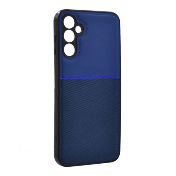 Protectie din plastic pentru telefon (cadru din silicon, rezistenta la impact, magnetic, spate cu efect piele, dungi) ALBASTRU INCHIS Samsung Galaxy S24 (SM-S921)