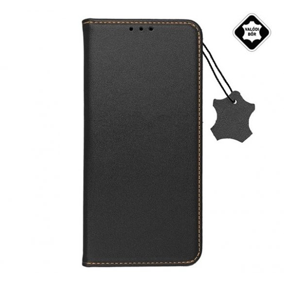 Husă în picioare, piele naturală (FLIP, deschidere laterală, suport desktop) NEGRU Samsung Galaxy A15 (SM-A155), Galaxy A15 5G (SM-A156)