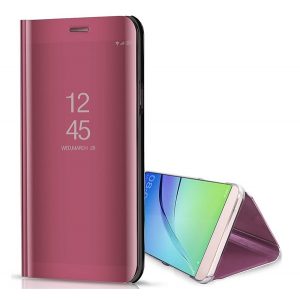 Husă cu suport (FLIP activ, deschidere laterală, suport de birou, oglindă) ROSE GOLD Samsung Galaxy A25 5G (SM-A256)