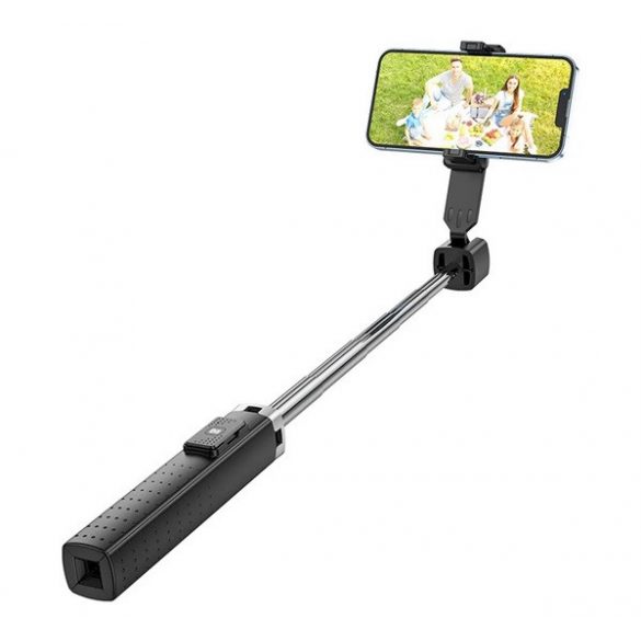 HOCO K18 selfie stick (universal, trepied, reglabil, declanșare la distanță Bluetooth, 97 cm, dimensiune 4,5-7,0 inchi) NEGRU