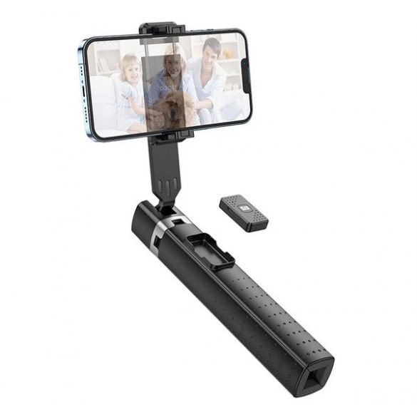 HOCO K18 selfie stick (universal, trepied, reglabil, declanșare la distanță Bluetooth, 97 cm, dimensiune 4,5-7,0 inchi) NEGRU