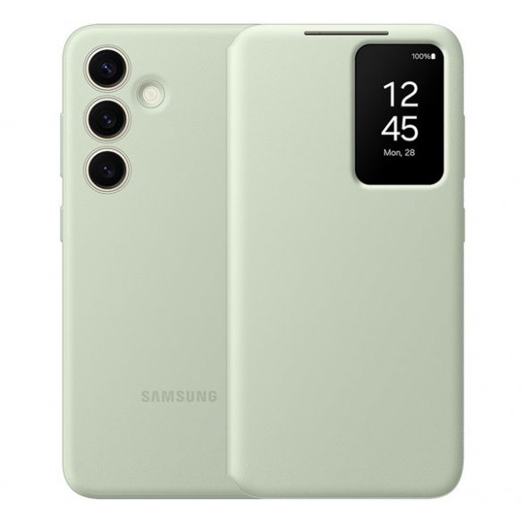 Husă SAMSUNG în picioare (FLIP activ, deschidere laterală, față transparentă) VERDE DESCHIS Samsung Galaxy S24 (SM-S921)